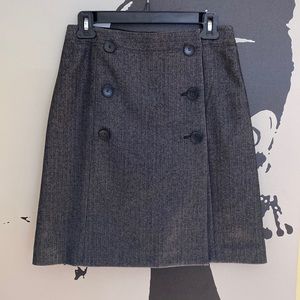 Club Monaco Wool Blend Grey/Black Herringbone Wrap Skirt - Size 6